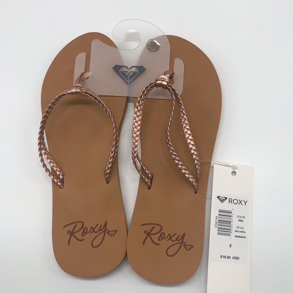 Rose Gold Roxy Flip Flops